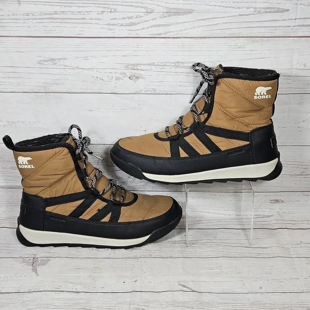 Sorel Whitney II Boots Women's US 8.5 Tan Black Waterproof Winter Snow